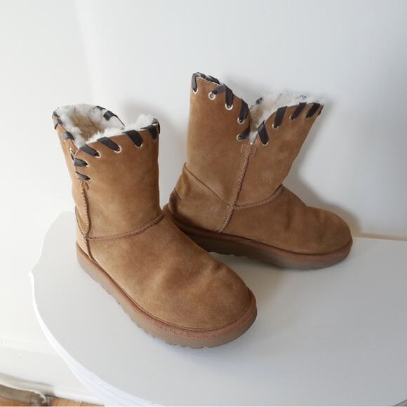 UGG Shoes - UGG Aidah Suede Whipstitch Detail Boots in US Women's 7 Chestnut Brown